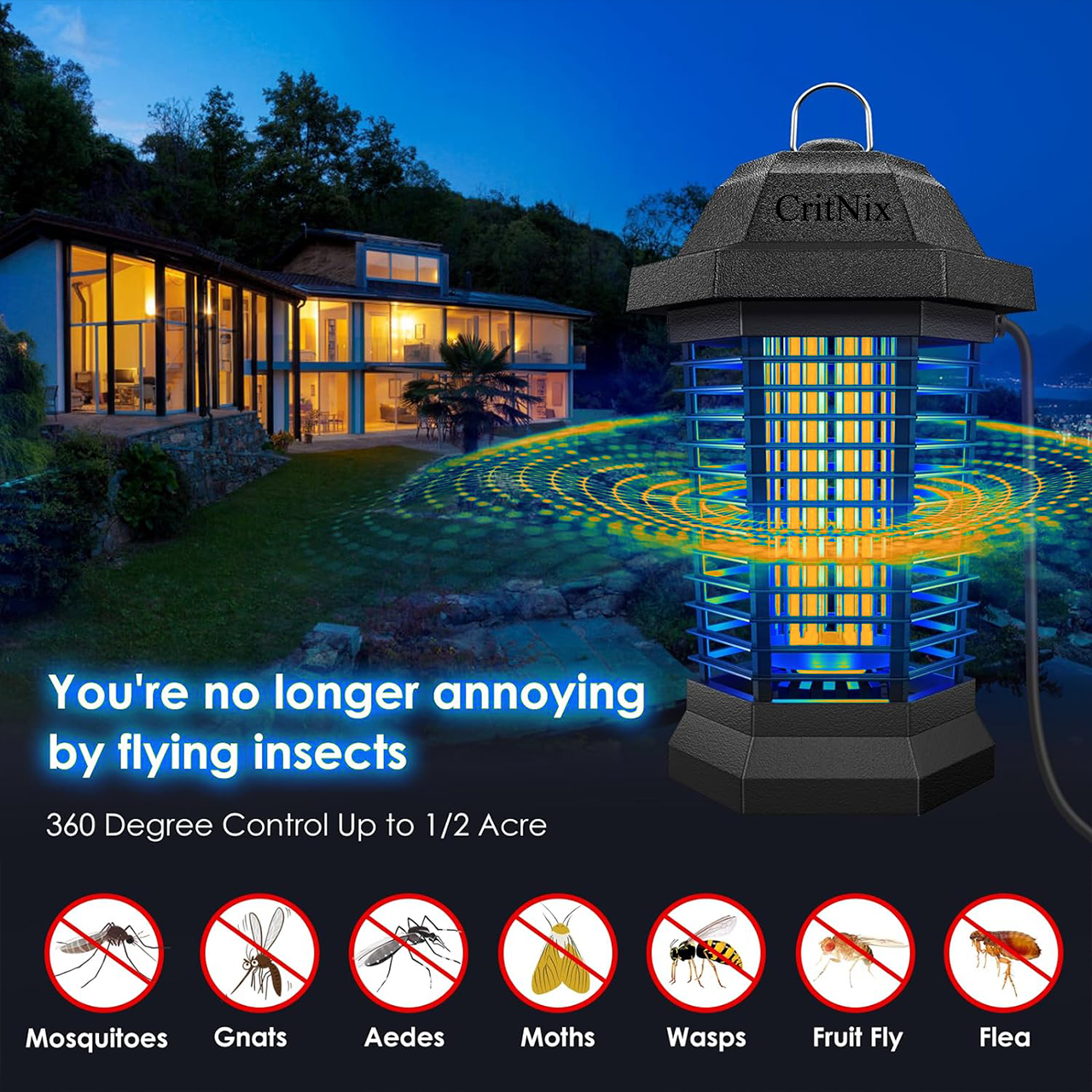 CritNix Portable Rechargeable Bug Zapper