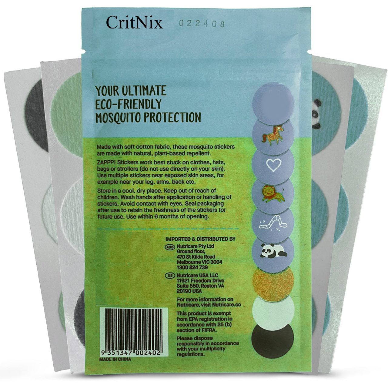 CritNix Mosquito-repellent Stickers for kids